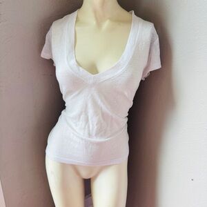 I R O linen white v neck short sleeve oversized tshirt size xxs